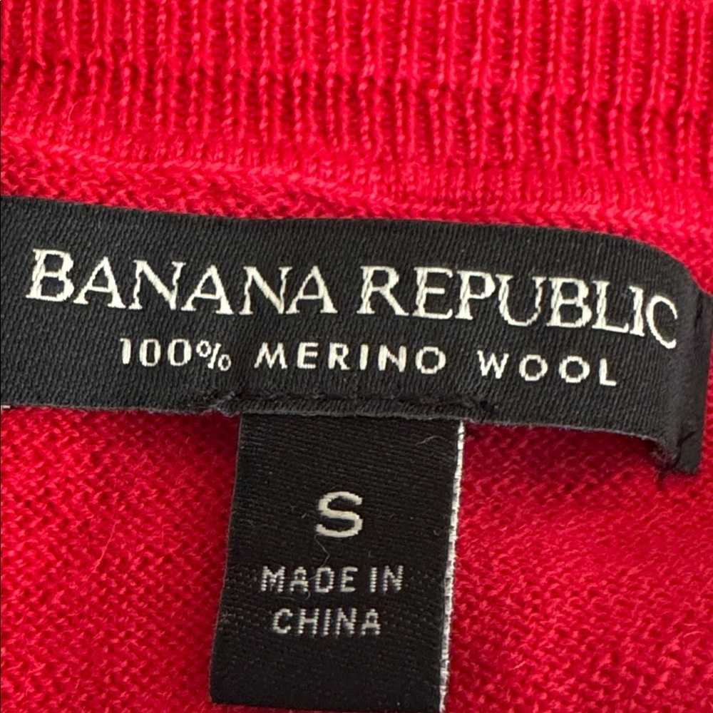 BANANA REPUBLIC 100% Merino Wool Sweater Top Red Size S Casual Work Holiday - Picture 6 of 6